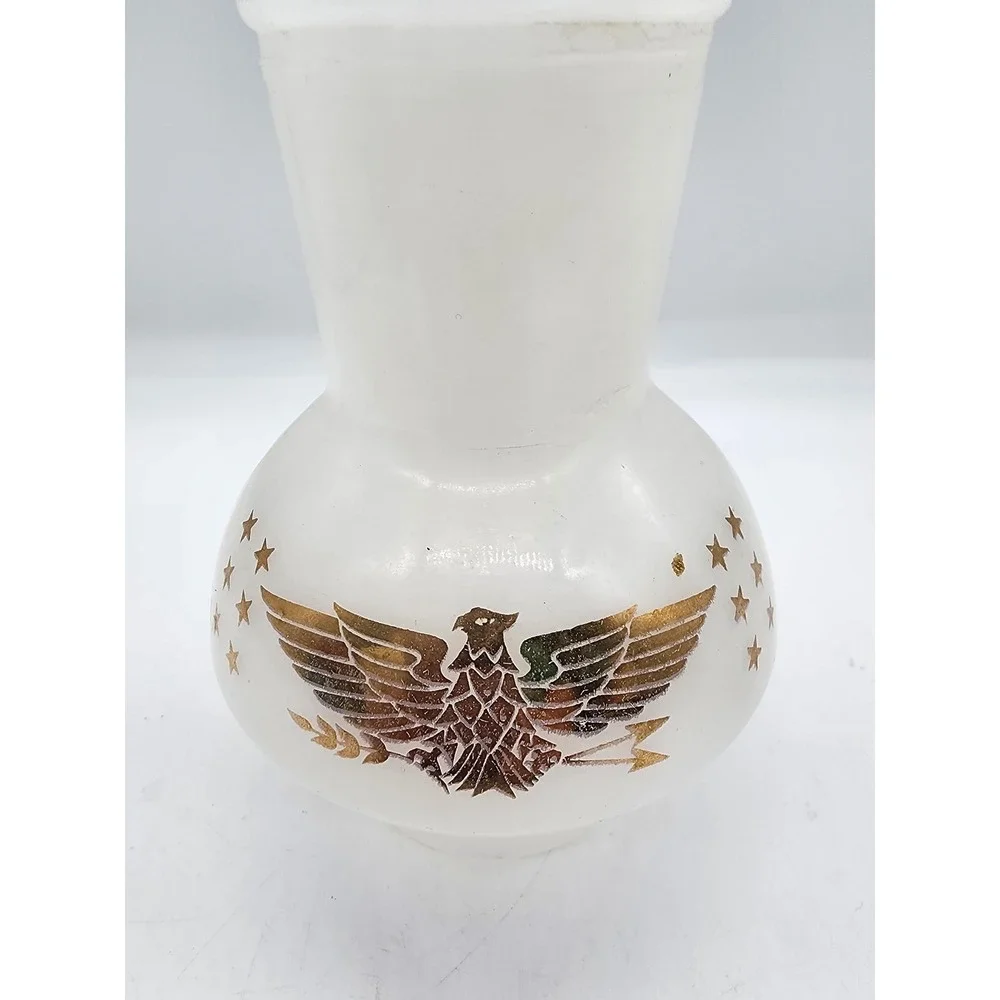 Vintage McKee Glasbake Hottle Milk Glass Coffee Carafe Gold Eagle Stars